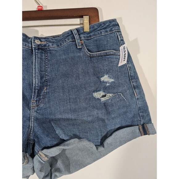 NWT Old Navy Shorts Women Plus 20 Blue Medium Wash High Rise Secret Pockets - Picture 3 of 9